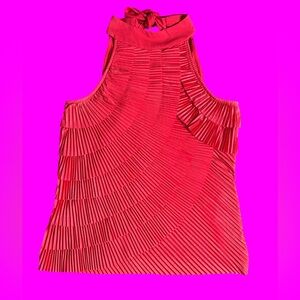 White House Black Market Red Ruffled Sleeveless Blouse Size XL